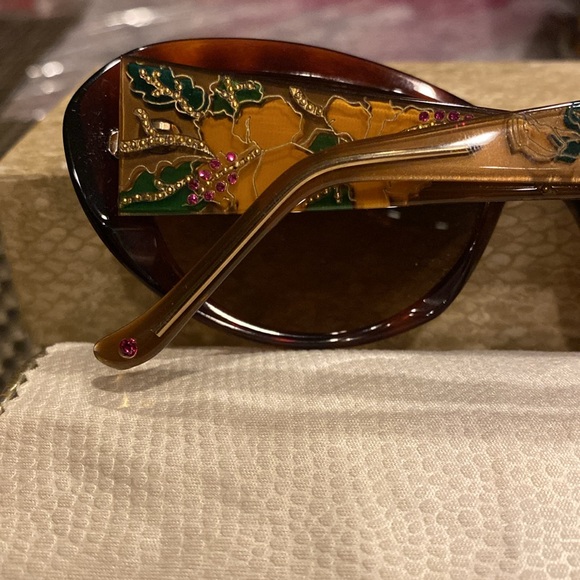 Judith Lieber Handmade Italy Crystal EncrustedTortoiseGold Pink Green Sunglasses main image 4